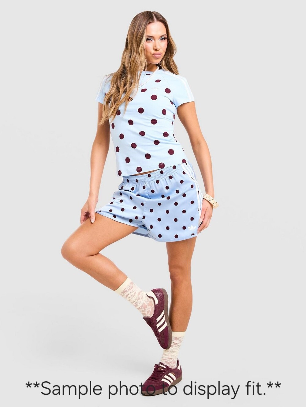 NWT Adidas Originals Slim Fit Polka Dot Cali T-Shirt & Sprinter Shorts | XL - Picture 8 of 9